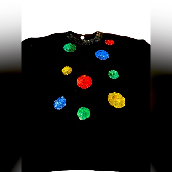 Karen Scott Christmas sweater/size 1X women’s Plus size/black/vibrant/sequined - Picture 6 of 8